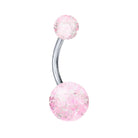 Cherry Diva belly bar PINK 14 Gauge Titanium Acrylic Glitter Ball Belly Bar