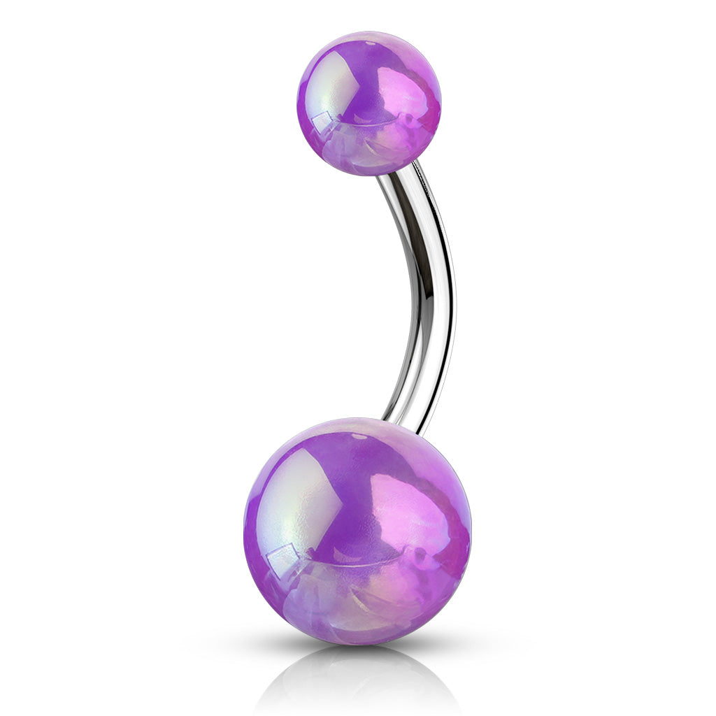 14 Gauge Metallic AB Finish Belly Button Ring Purple