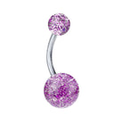 Cherry Diva belly bar PURPLE 14 Gauge Titanium Acrylic Glitter Ball Belly Bar
