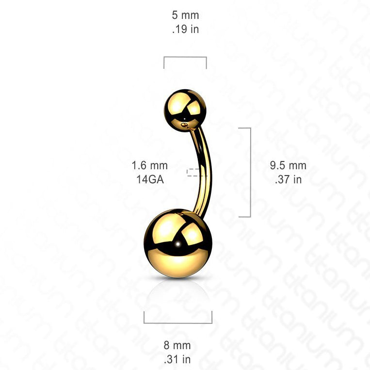 Cherry Diva belly bar 14 Gauge Titanium Metallic PVD Belly Button Ring