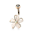 Cherry Diva belly bar Rose Gold 14 Gauge Aurora Flower Belly Button Bar