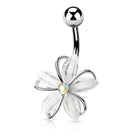 Cherry Diva belly bar Silver 14 Gauge Aurora Flower Belly Button Bar