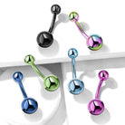 Cherry Diva belly bar 14 Gauge Metallic Finish Titanium IP Belly Button Bar