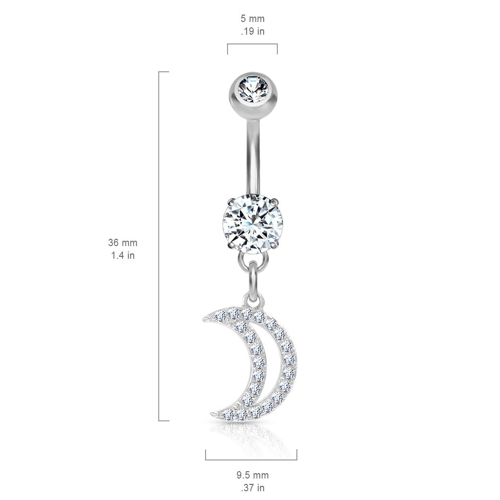 Dangling Hollow Moon Belly Button Ring