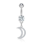Dangling Hollow Moon Belly Button Ring