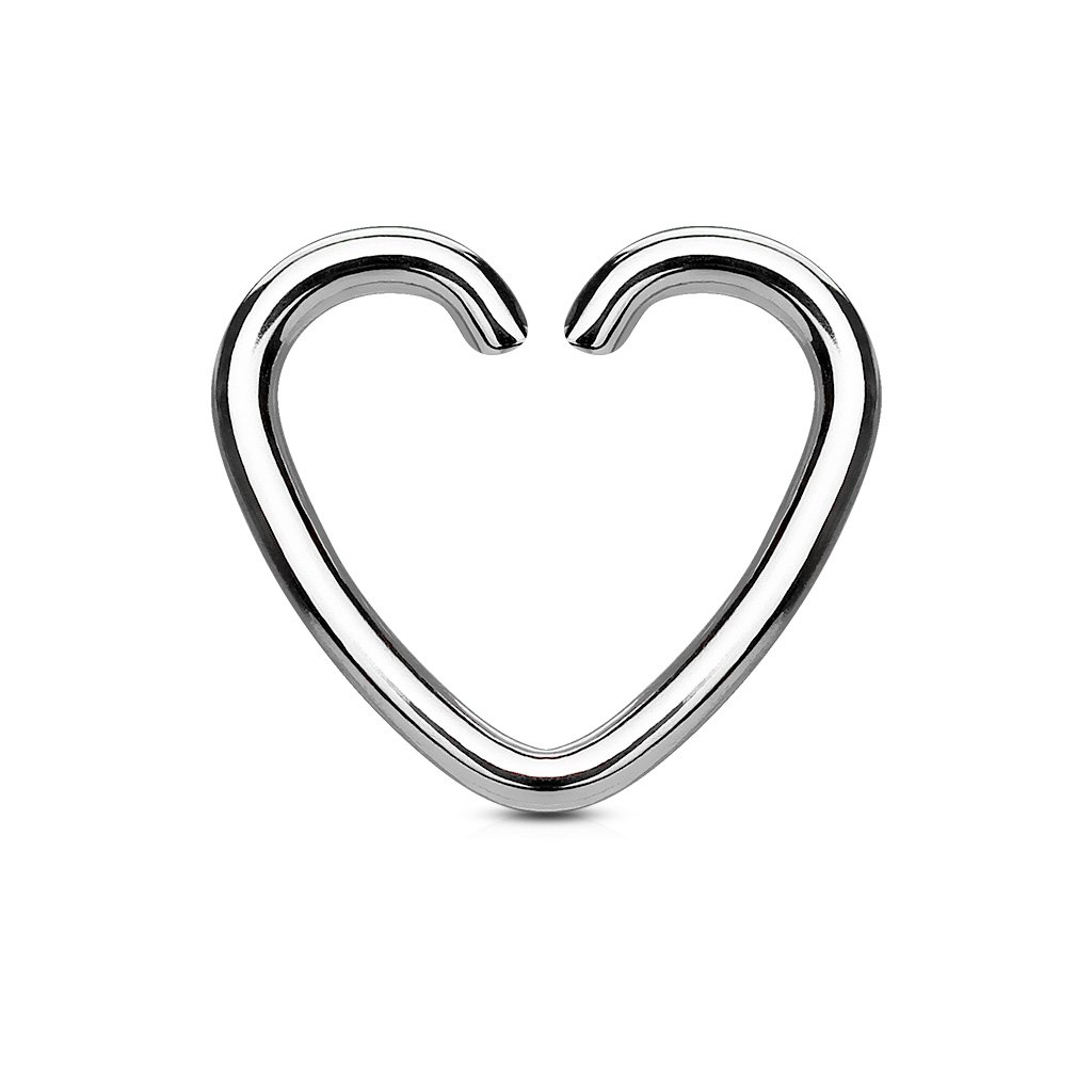 Cherry Diva Bendable Hoop Ring SILVER 16 Gauge Cut Heart Ear Cartilage / Daith Hoops