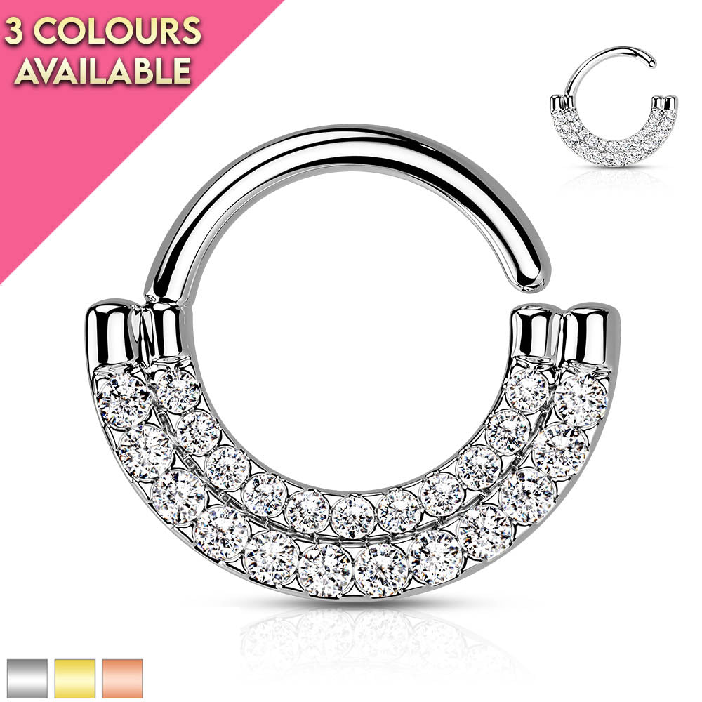 Cherry Diva Bendable Hoop Ring 16 Gauge Double Lined Crystal Bendable Hoop Ring