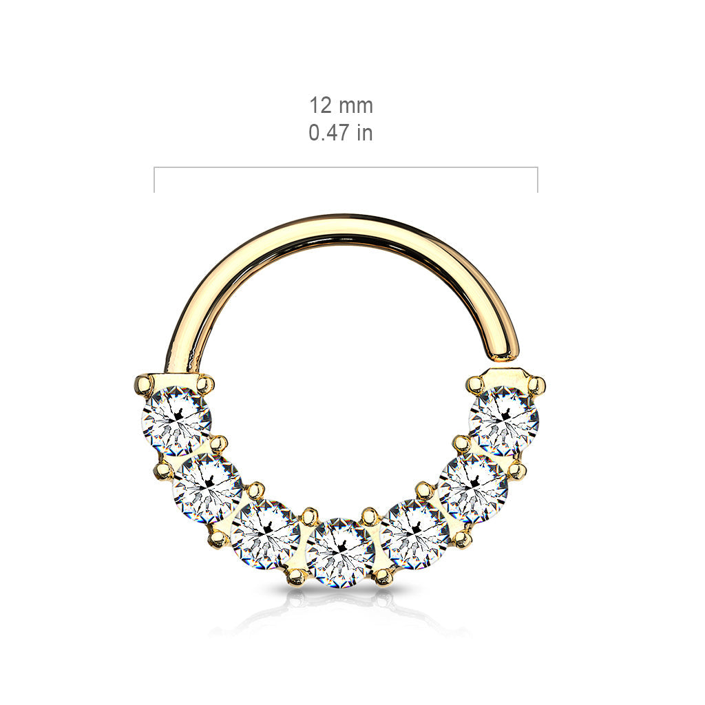 16 Gauge Half Crystal Bendable Cut Hoop Ring