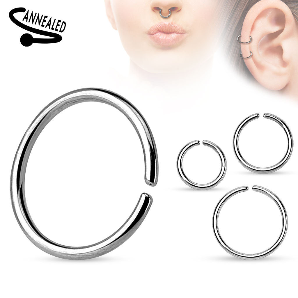 16 Gauge Surgical Steel Bendable Hoop Ring For Nose & Ear