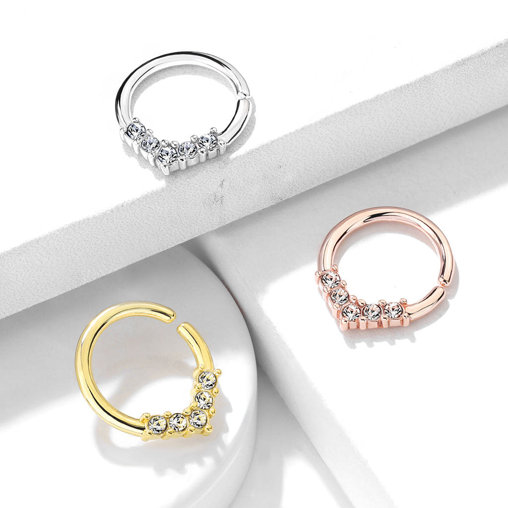 16 Gauge V Shape Crystal Bendable Hoop Ring