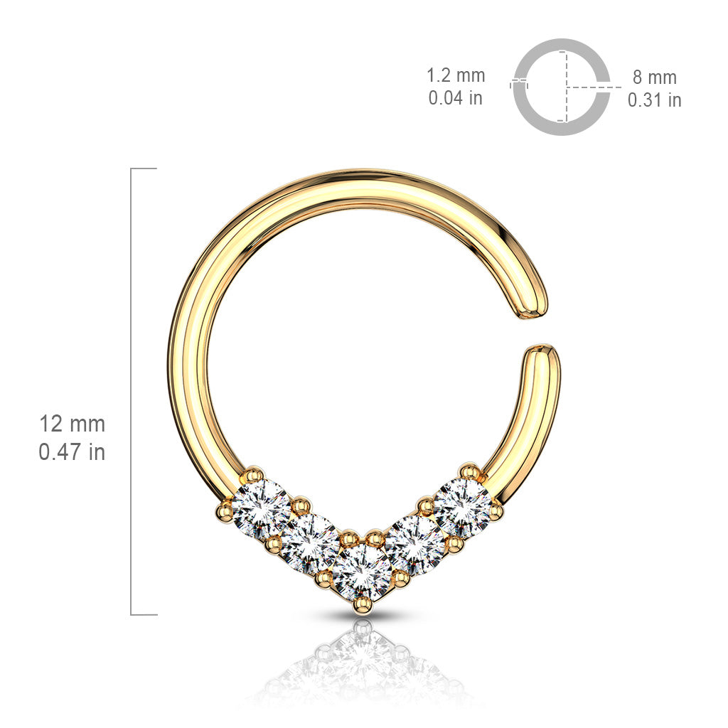 16 Gauge V Shape Crystal Bendable Hoop Ring