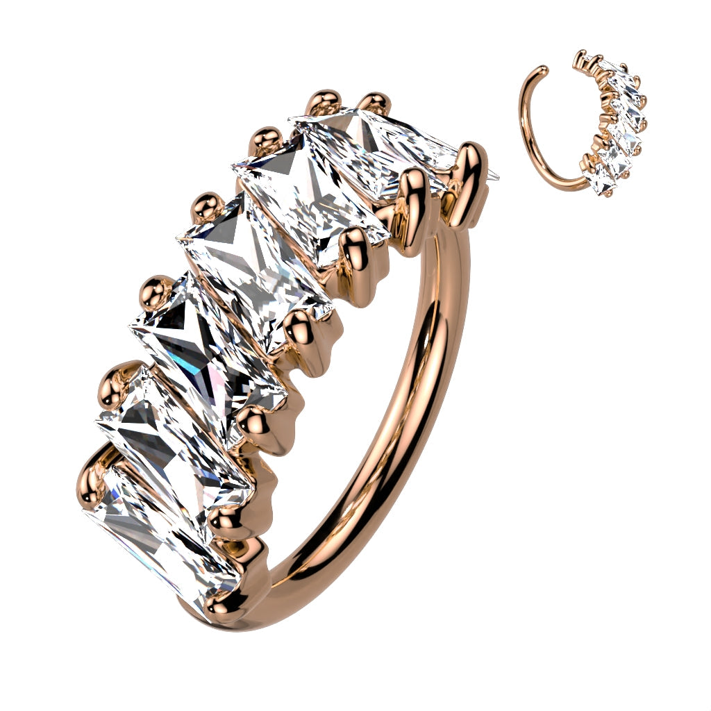Cherry Diva Bendable Hoop Ring Rose Gold 18 Gauge Crystal Row Bendable Hoop Ring