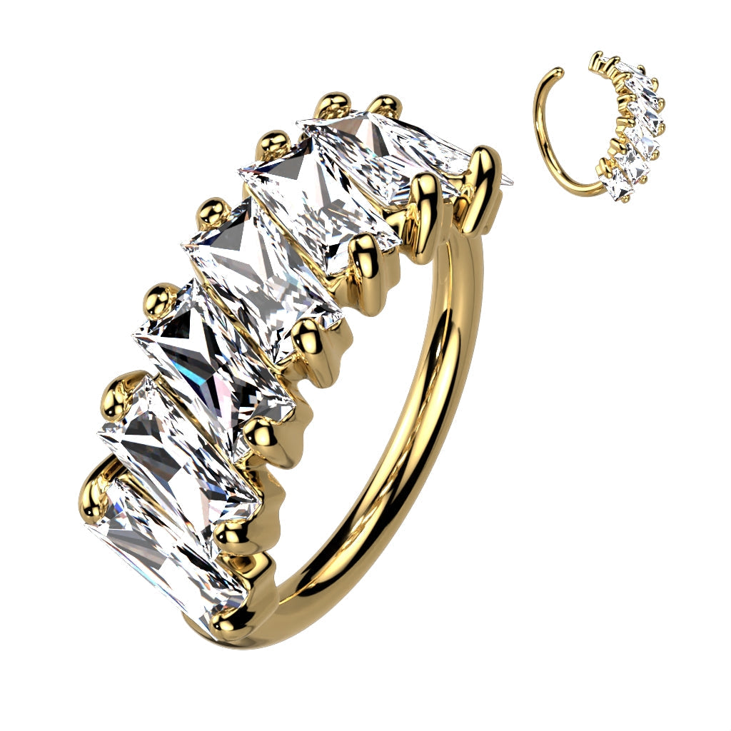 Cherry Diva Bendable Hoop Ring Gold 18 Gauge Crystal Row Bendable Hoop Ring