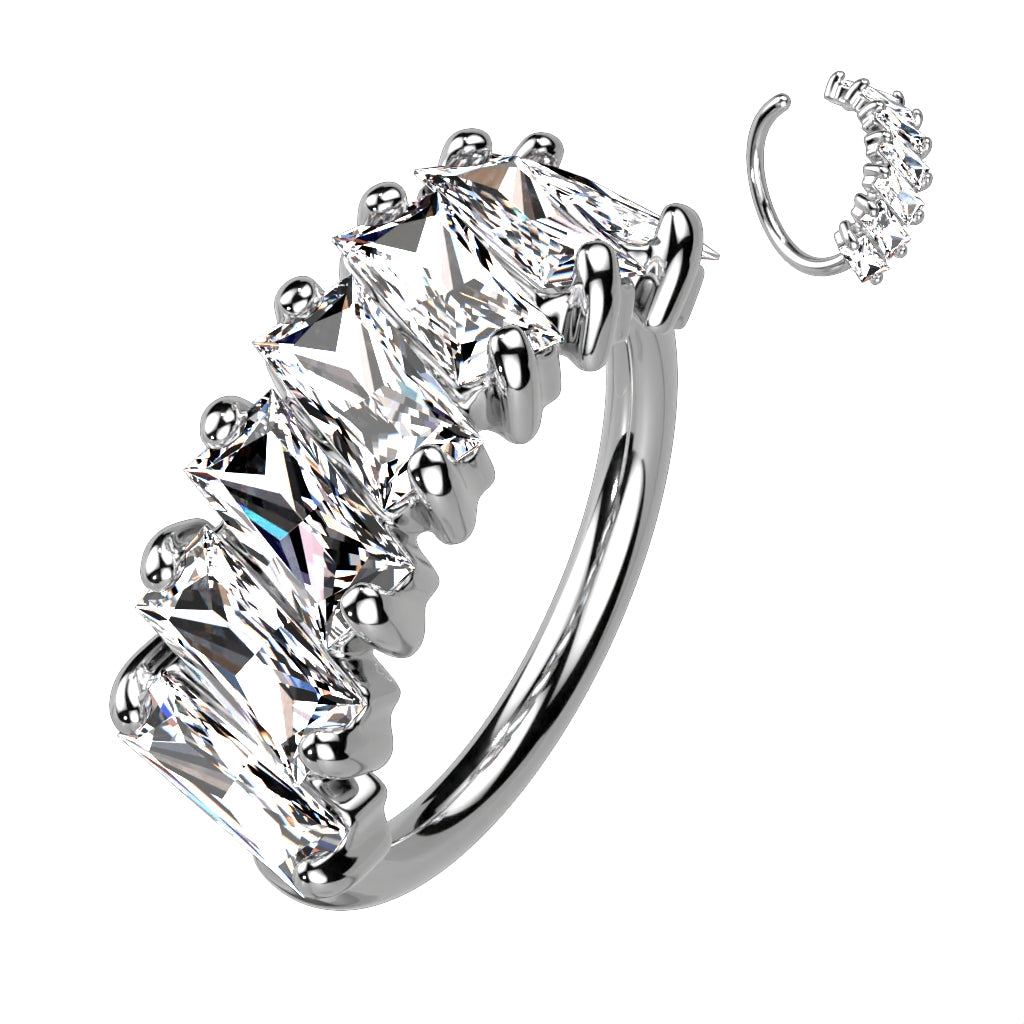 Cherry Diva Bendable Hoop Ring Silver 18 Gauge Crystal Row Bendable Hoop Ring