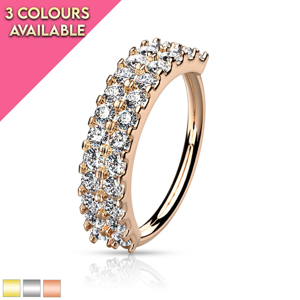20 Gauge Double Jewelled Hoop Ring For Nose & Ear