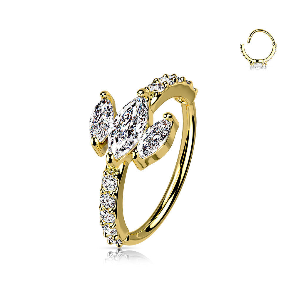 20 Gauge Gold Marquise Flower Hoop Ring for Nose & Ear