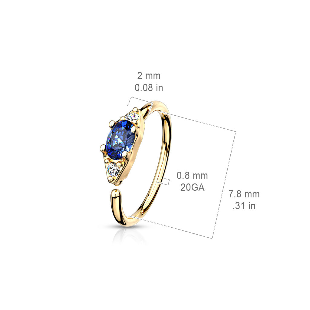 Cherry Diva Bendable Hoop Ring 20 Gauge Gold Plated Crystal Hoop Ring For Nose & Ear