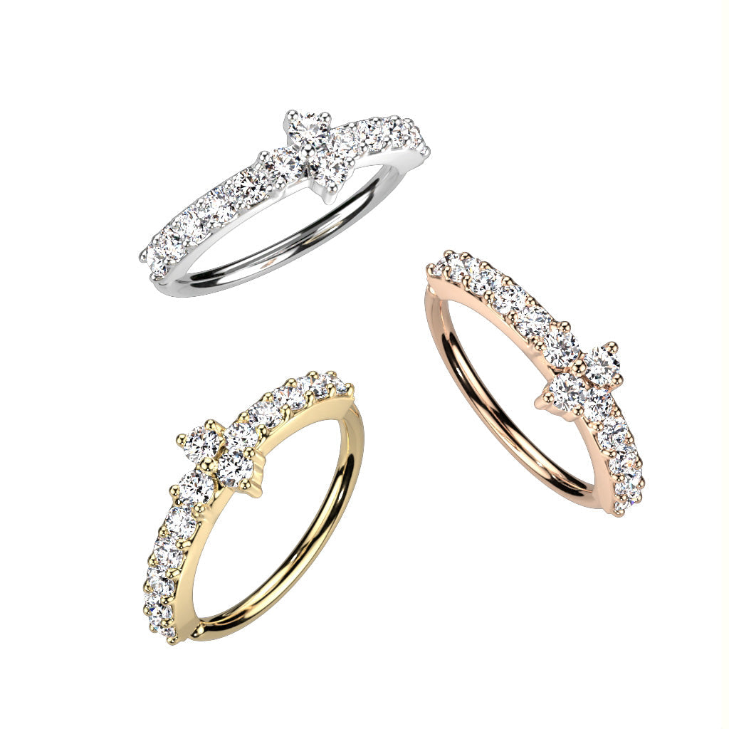 20 Gauge Triangle Crystal Hoop Ring For Nose & Ear