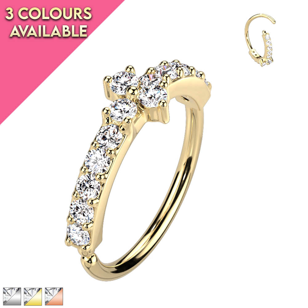 20 Gauge Triangle Crystal Hoop Ring For Nose & Ear