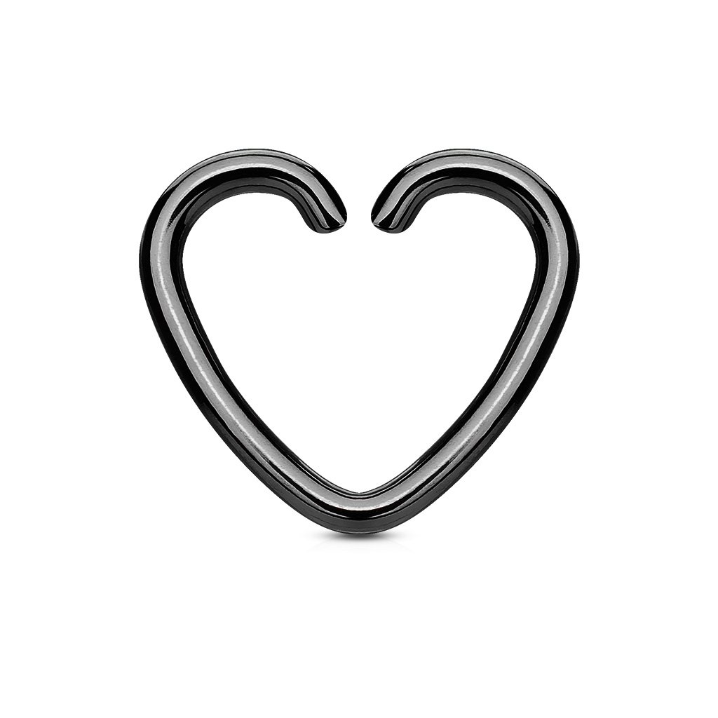 Cherry Diva Bendable Hoop Ring BLACK 16 Gauge Cut Heart Ear Cartilage / Daith Hoops