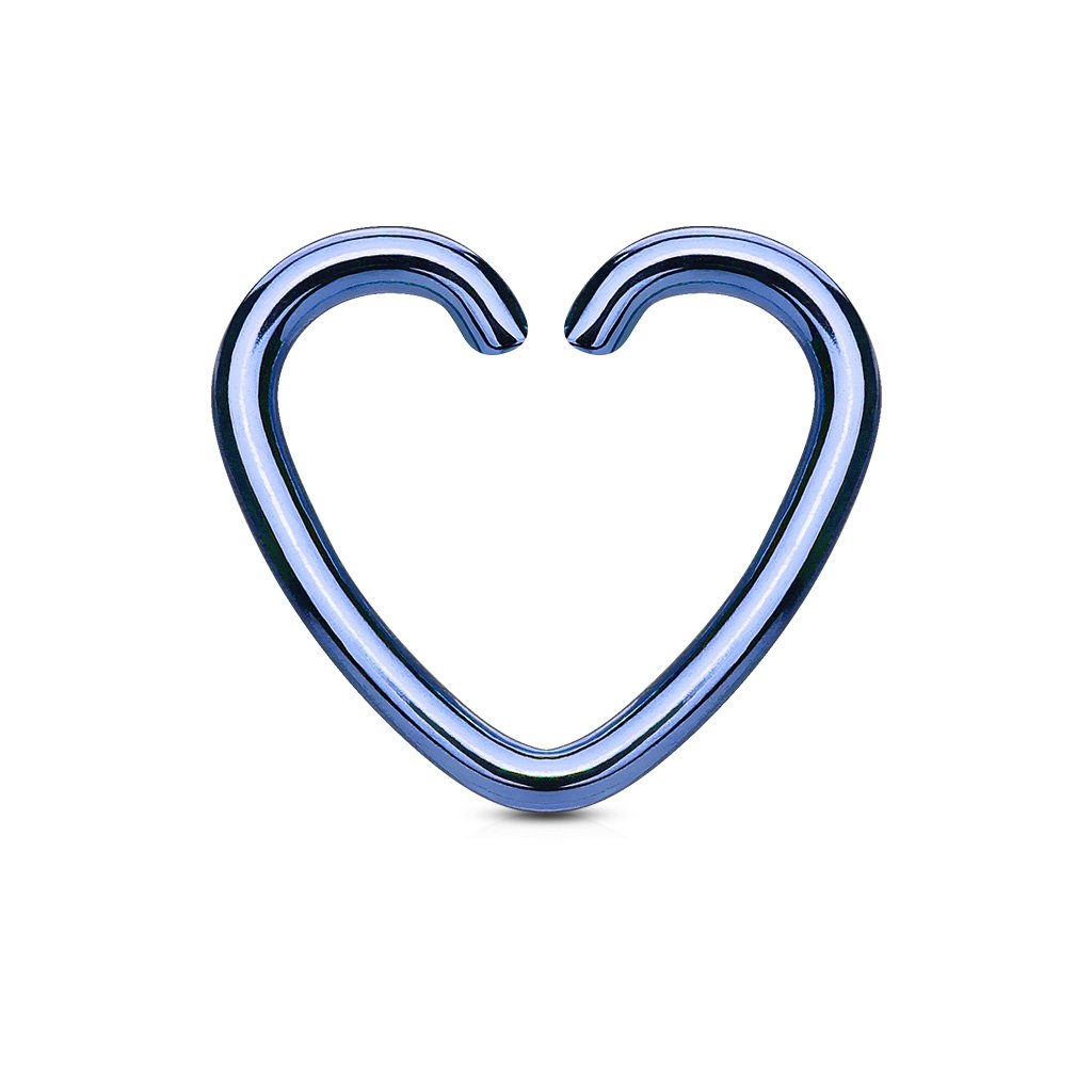 Cherry Diva Bendable Hoop Ring BLUE 16 Gauge Cut Heart Ear Cartilage / Daith Hoops