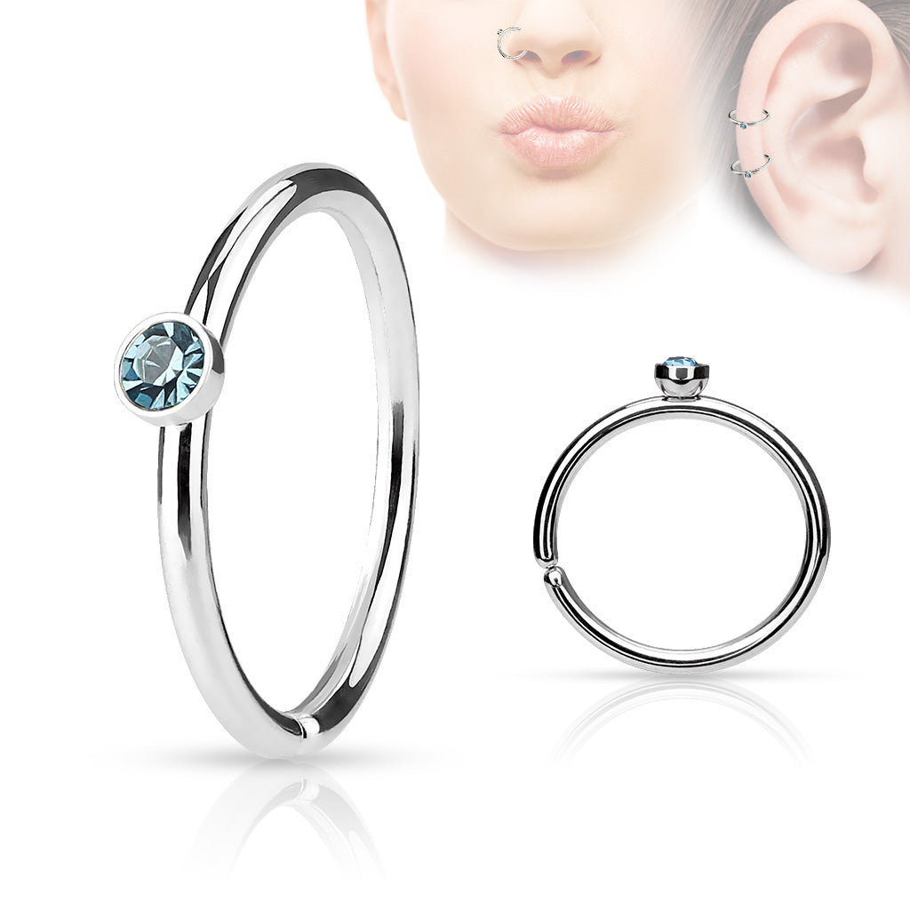 20 Gauge Crystal Bendable Hoop Ring For Nose & Ear