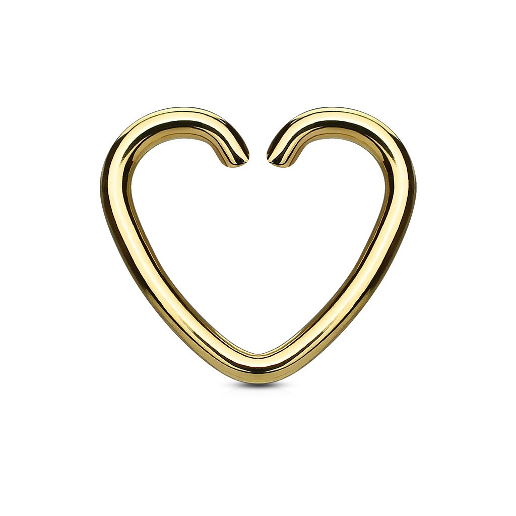 Cherry Diva Bendable Hoop Ring GOLD 16 Gauge Cut Heart Ear Cartilage / Daith Hoops