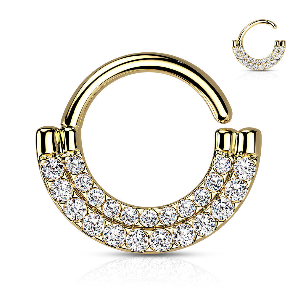 Cherry Diva Bendable Hoop Ring GOLD 16 Gauge Double Lined Crystal Bendable Hoop Ring