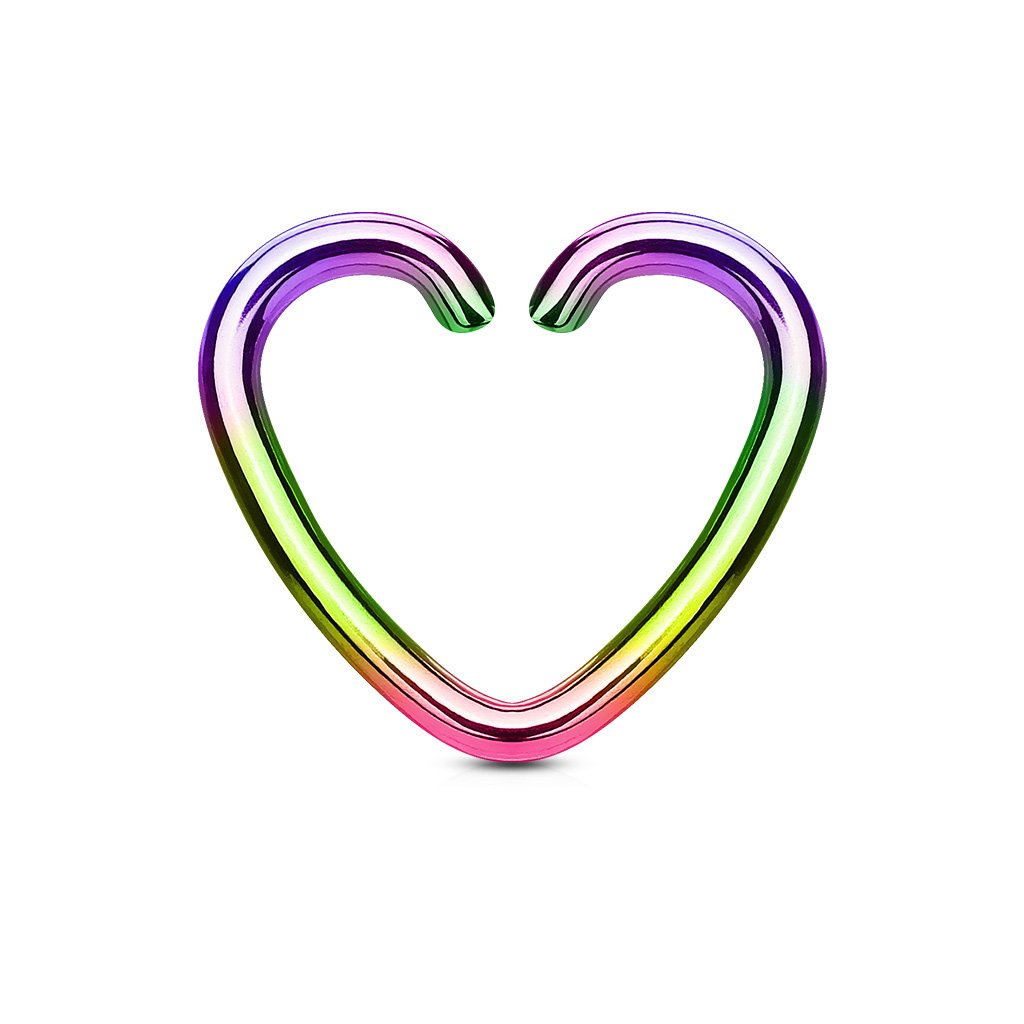 Cherry Diva Bendable Hoop Ring RAINBOW 16 Gauge Cut Heart Ear Cartilage / Daith Hoops
