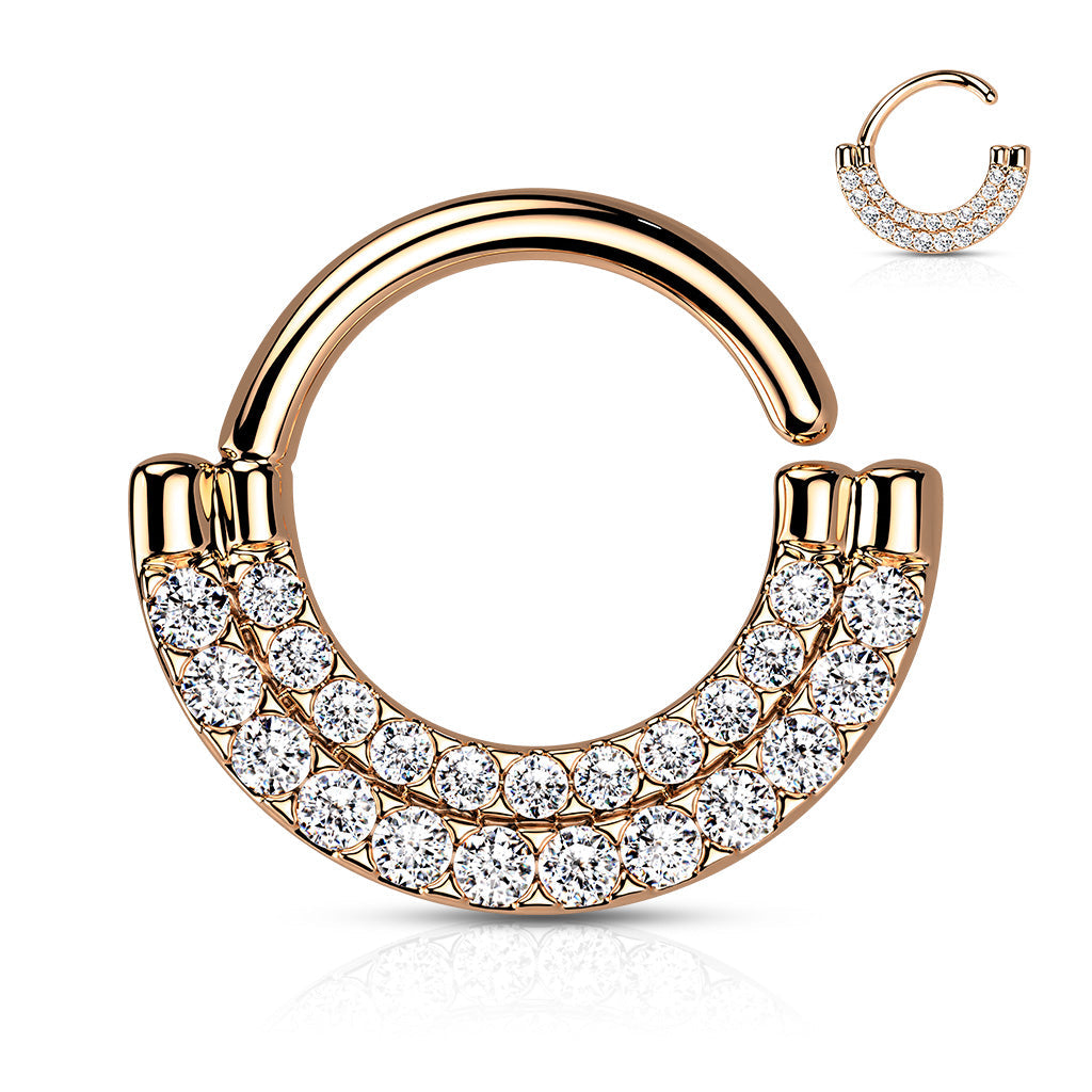 Cherry Diva Bendable Hoop Ring ROSE GOLD 16 Gauge Double Lined Crystal Bendable Hoop Ring