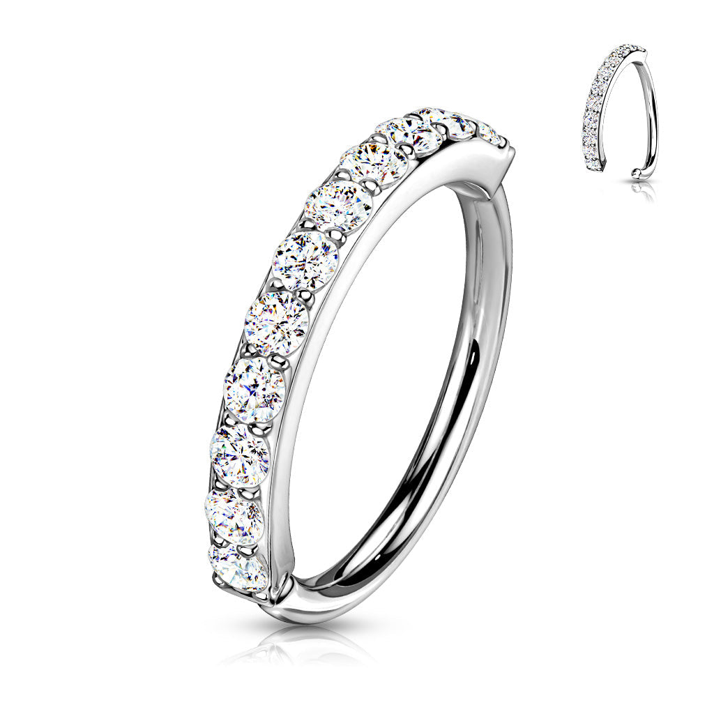 Cherry Diva Bendable Hoop Ring Silver - 10MM 16 Gauge Single Row Crystal Hoop Ring For Nose & Ear