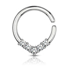 16 Gauge V Shape Crystal Bendable Hoop Ring Silver