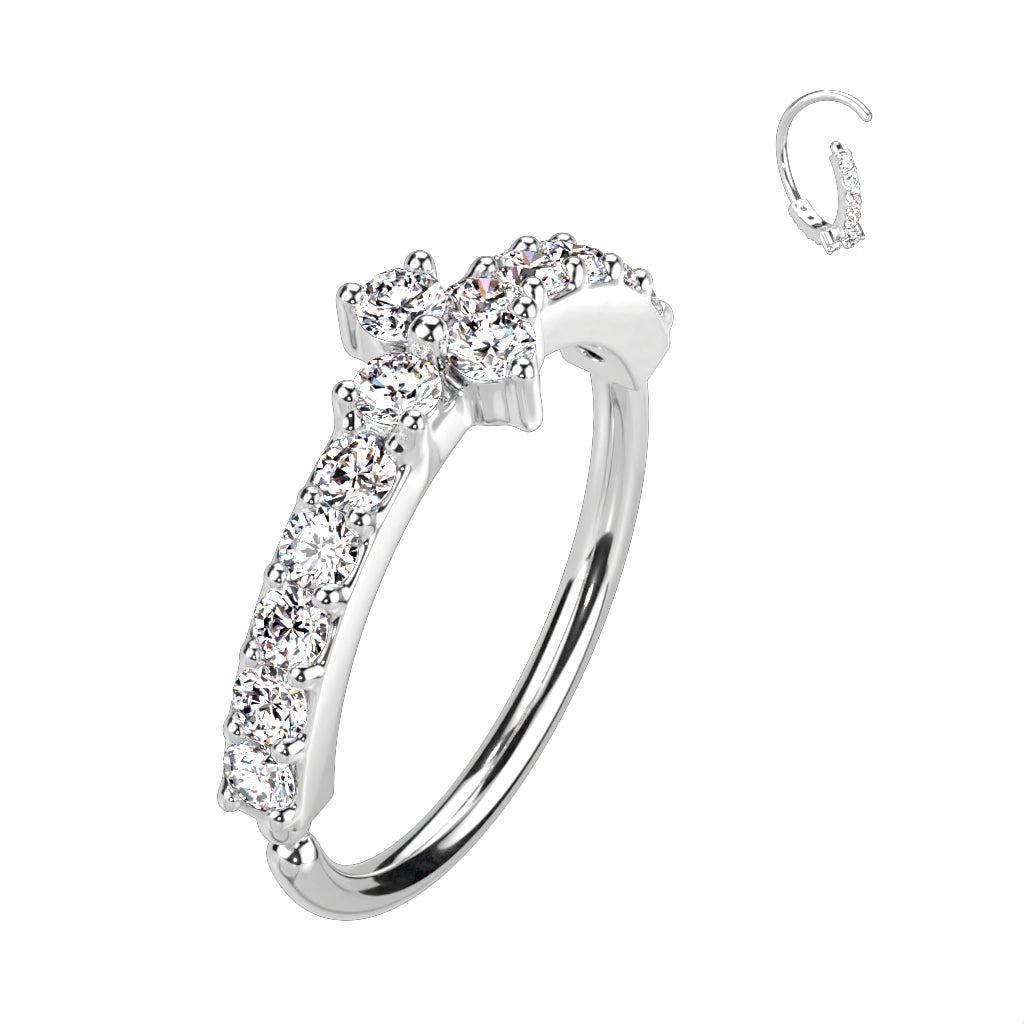 Cherry Diva Bendable Hoop Ring SILVER 20 Gauge Triangle Crystal Hoop Ring For Nose & Ear