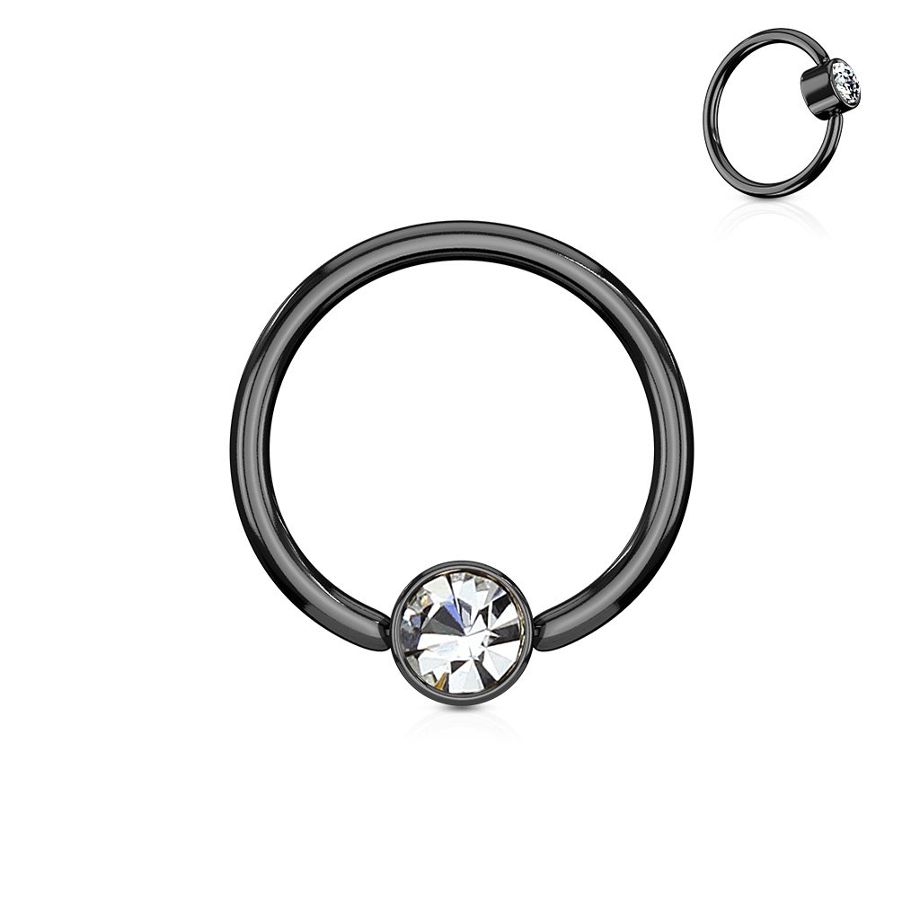 Cherry Diva Captive Ring Black 16 Gauge Crystal Set PVD Captive Ring