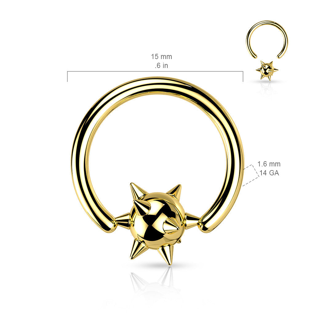 Cherry Diva Captive Ring 14 Gauge Black Spike Ball Closure Ring