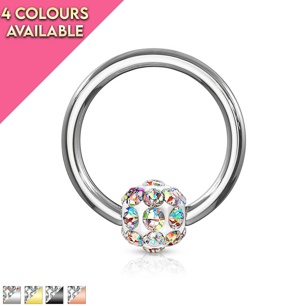 16 Gauge Glitterball Captive Hoop Ring