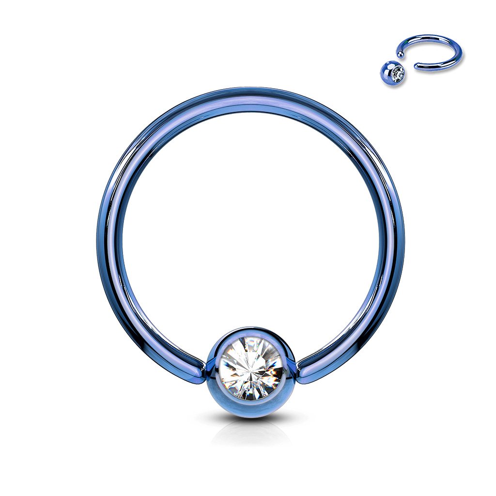 Cherry Diva Captive Ring PURPLE 16 Gauge Titanium IP Crystal Set Captive Hoop Ring