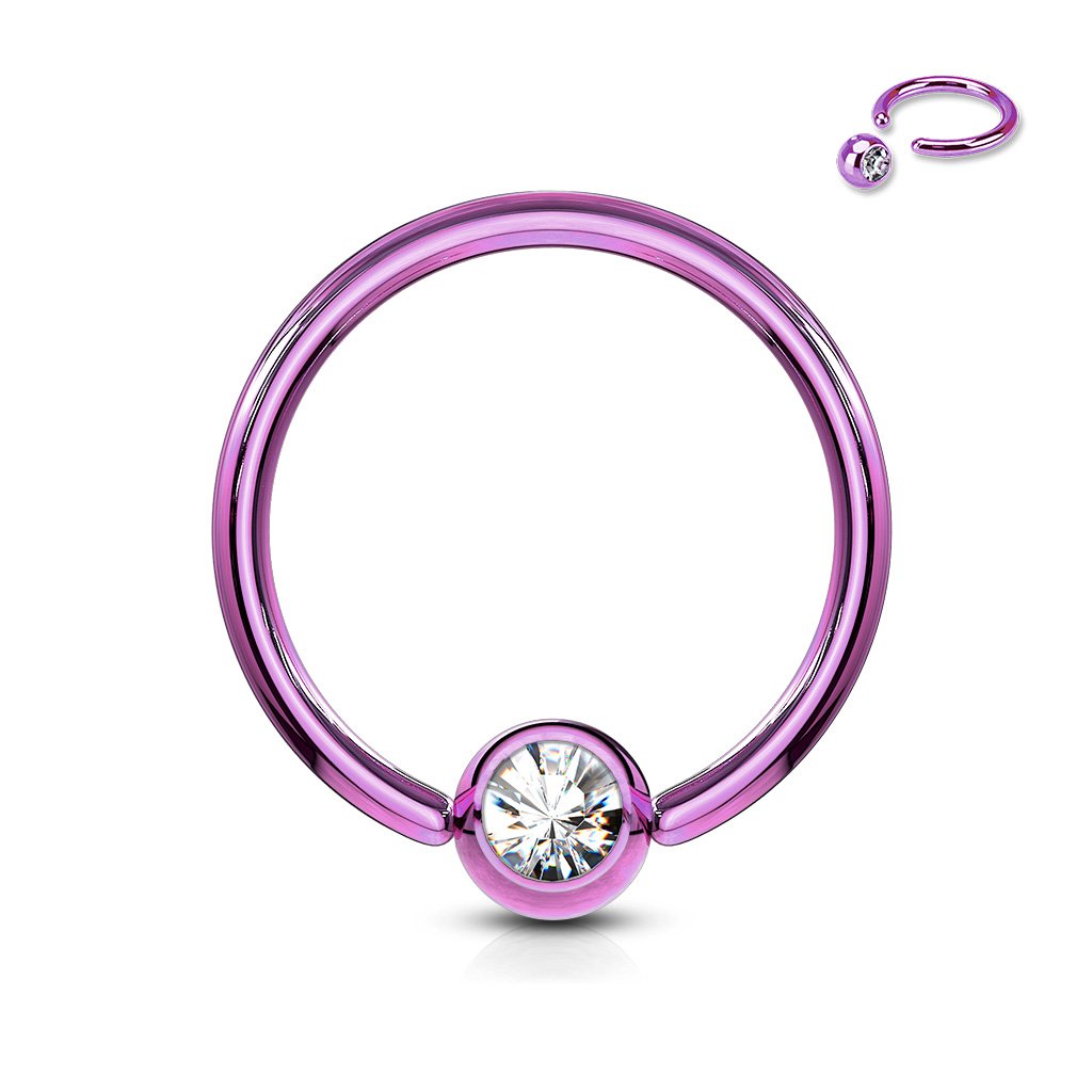 Cherry Diva Captive Ring BLUE 16 Gauge Titanium IP Crystal Set Captive Hoop Ring