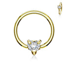 Cherry Diva Captive Ring Gold 16 Gauge Crystal Heart Captive Ring
