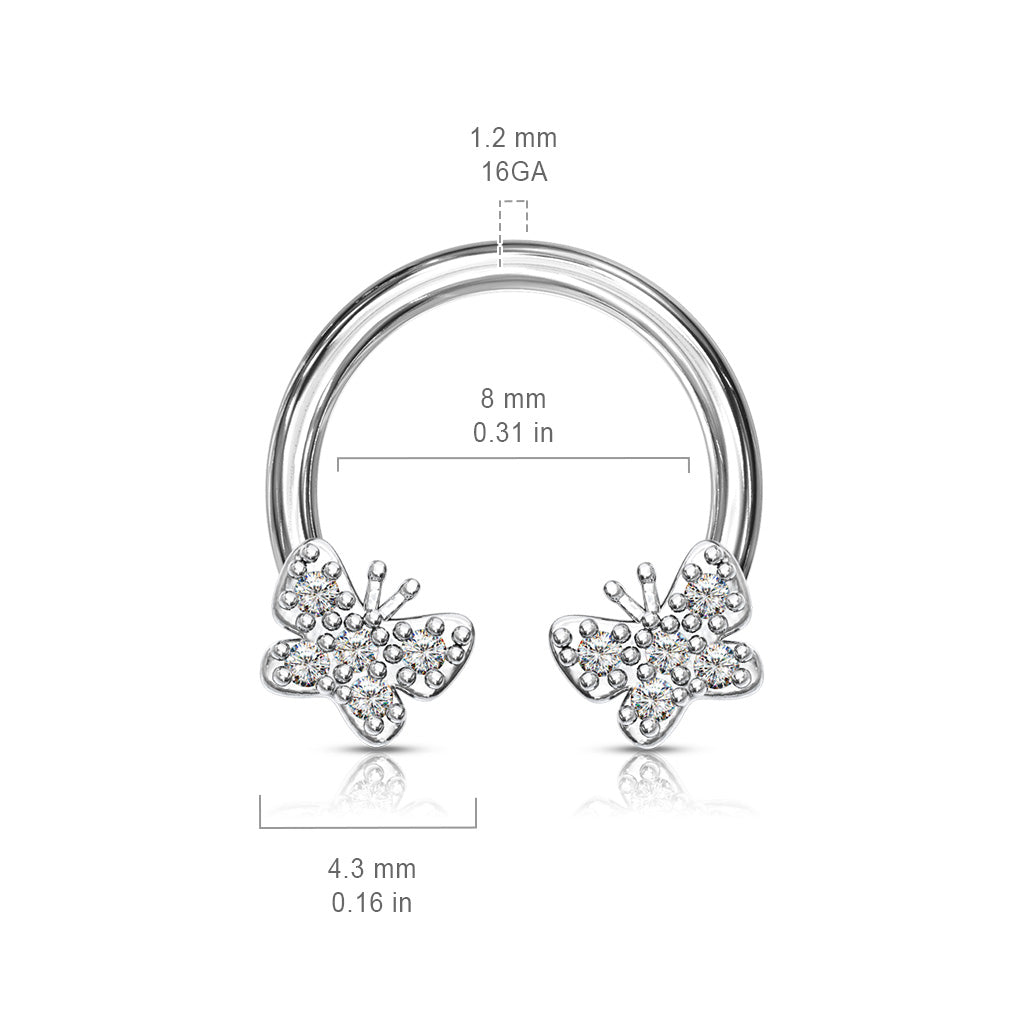 16 Gauge Crystal Butterfly Circular Barbell