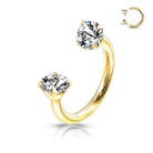 Cherry Diva Circular Barbell GOLD 16 Gauge Prong Set Crystal Internally Threaded Circular Barbell