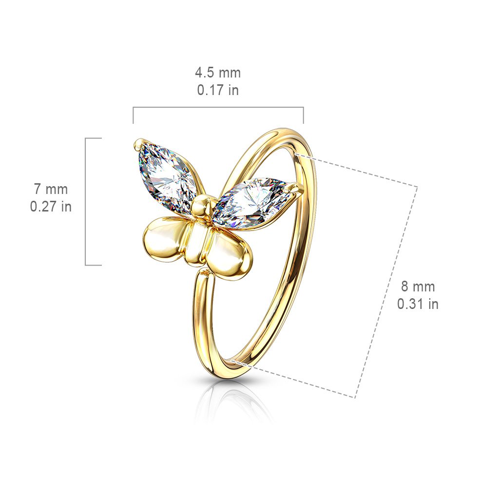 Crystal Butterfly Hoop Ring For Nose & EarCrystal Butterfly Hoop Ring For Nose & Ear
