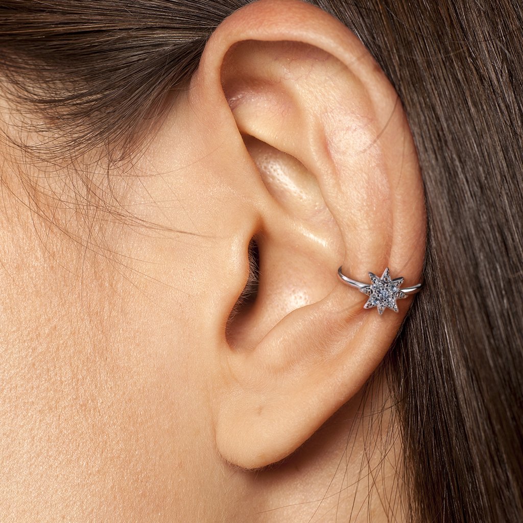Cherry Diva Bendable Hoop Ring 20 Gauge Crystal Starburst Hoop Ring For Nose & Ear