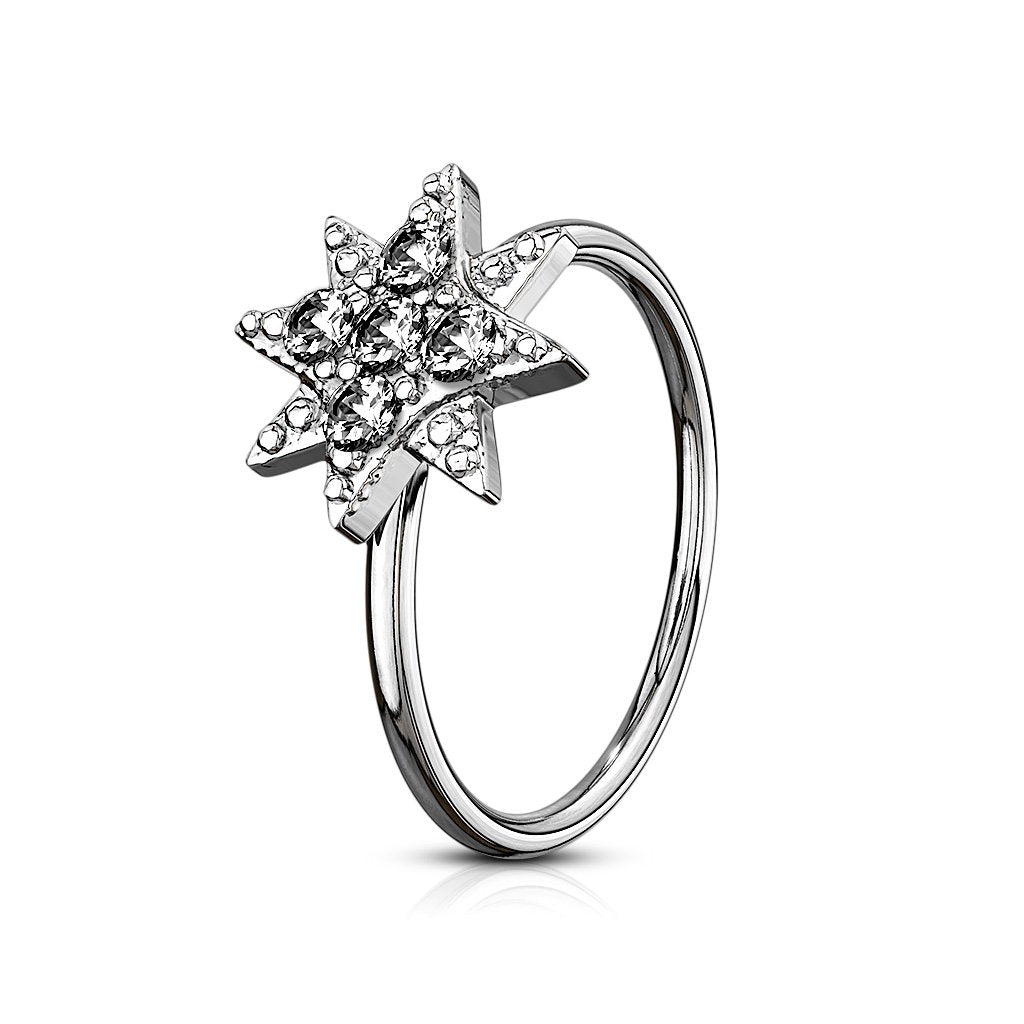 Crystal Starburst Hoop Ring for Nose & Ear