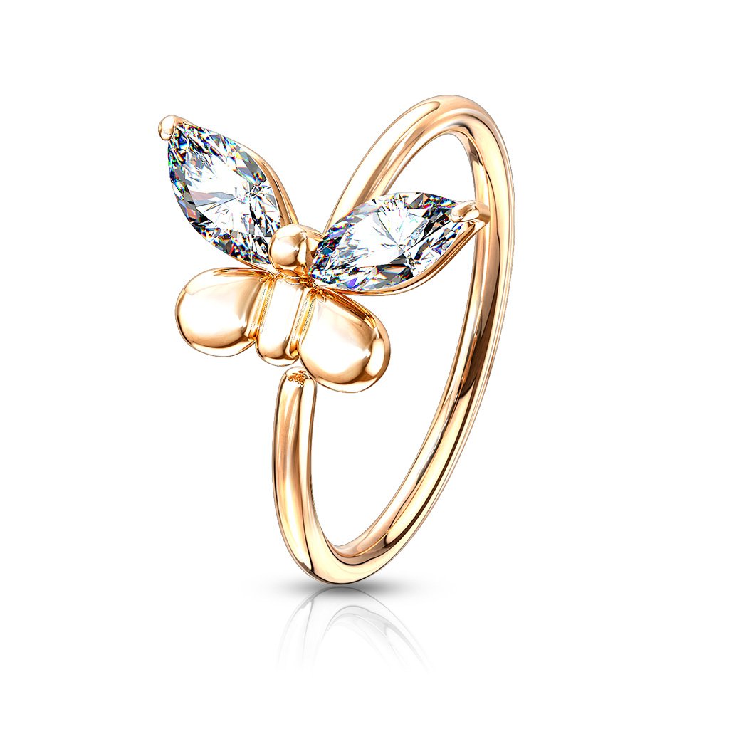 Crystal Butterfly Hoop Ring For Nose & Ear