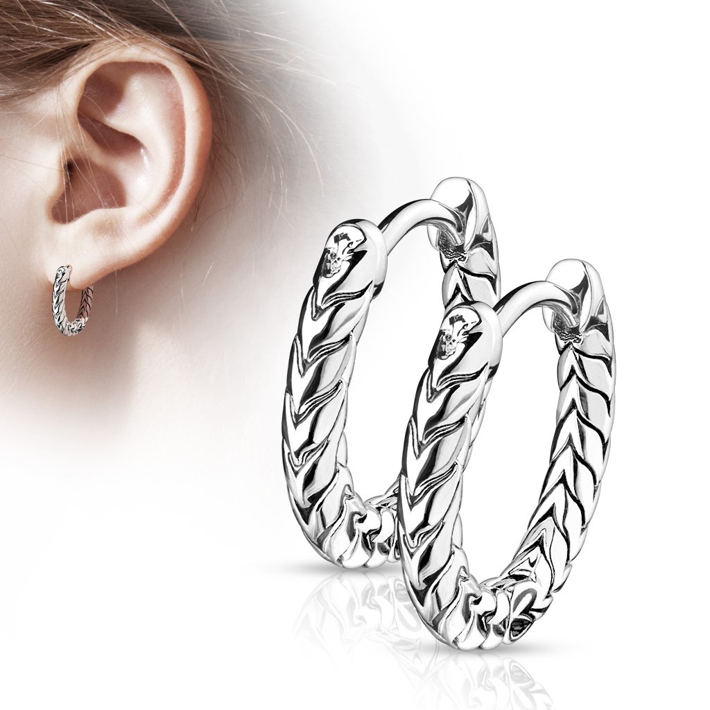 Cherry Diva Earrings Antique Silver Hinge Action Hoop Earrings