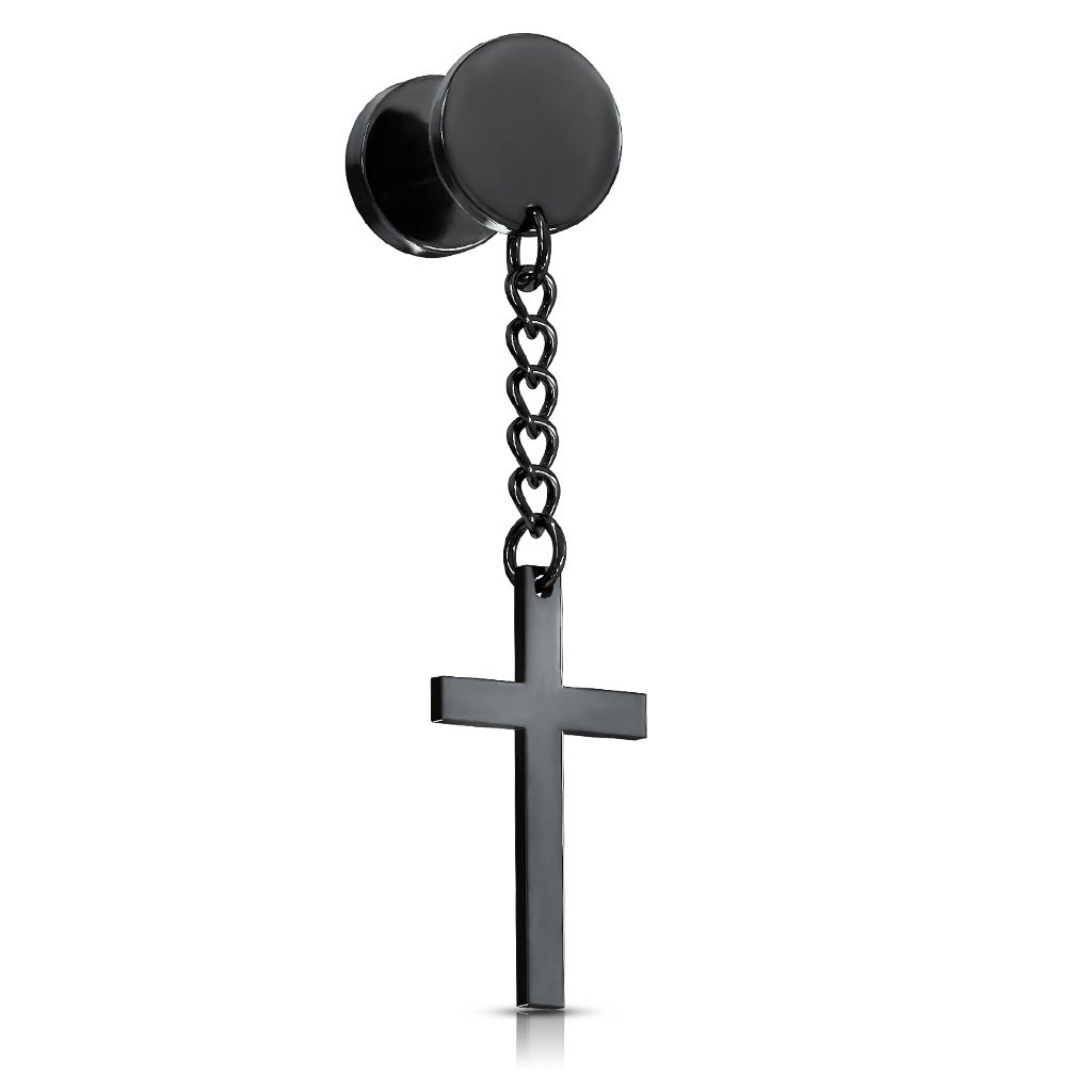 Fake dangle cross on sale earrings