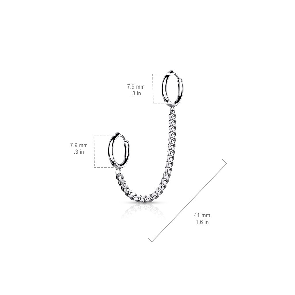 Cherry Diva Earrings Chain Linked Round Clicker Ear Hoop Earrings