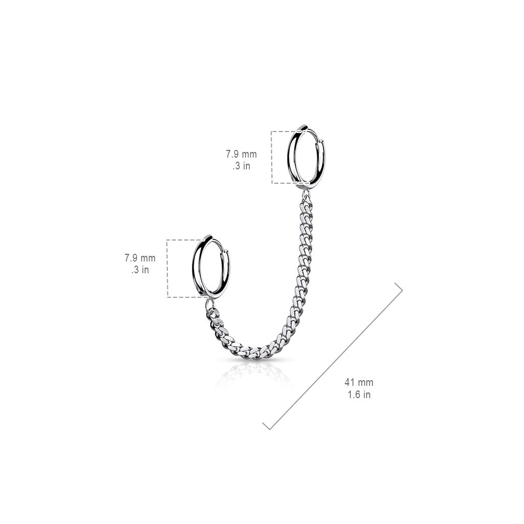 Chain Linked Round Clicker Ear Hoop Earrings