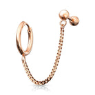 Cherry Diva Earrings ROSE GOLD Chain Linked Round Clicker Ear Hoop & Stud Earring